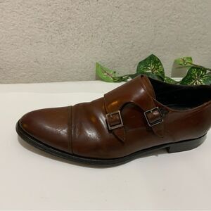 To Boot New York Men’s  8 brown leather double monk strap cap-toe dress shoes